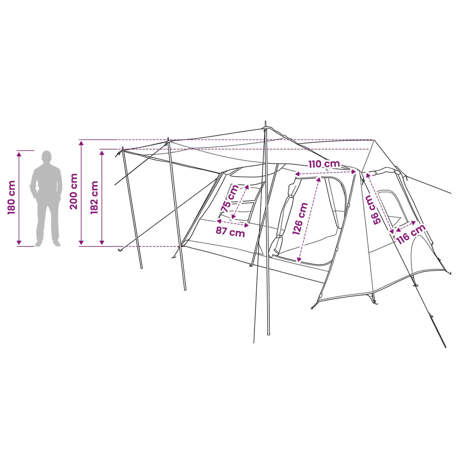 vidaXL Tunnel Tent Green 400 x 278 x 182 cm
