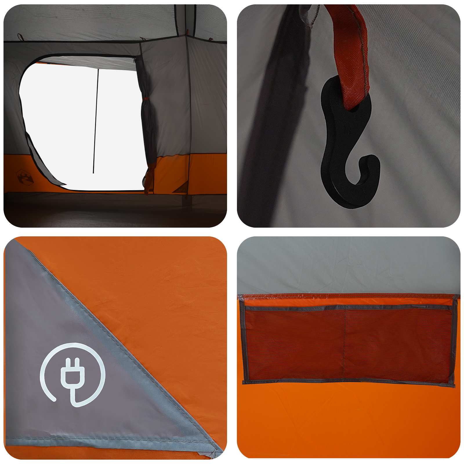 vidaXL Tunnel Tent Grey and Orange 400 x 278 x 182 cm