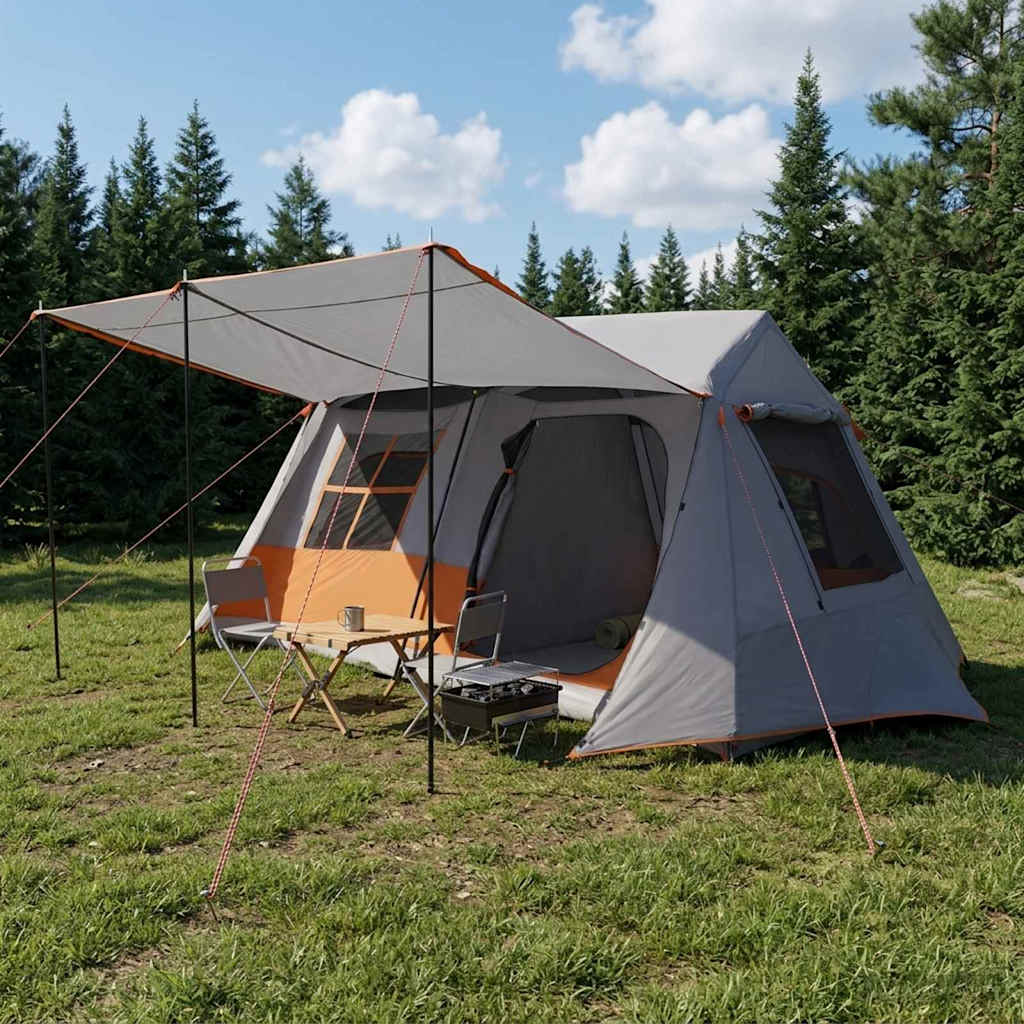 vidaXL Tunnel Tent Grey and Orange 400 x 278 x 182 cm