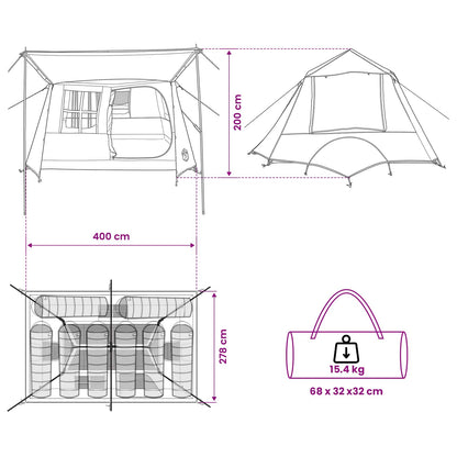 vidaXL Tunnel Tent Grey and Orange 400 x 278 x 182 cm