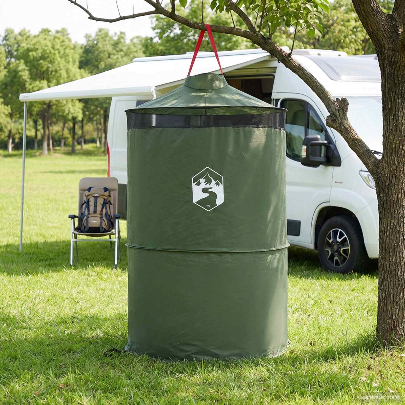 vidaXL Pop-up Toilet Tent with Hanging Rope 97 x 126 cm Green