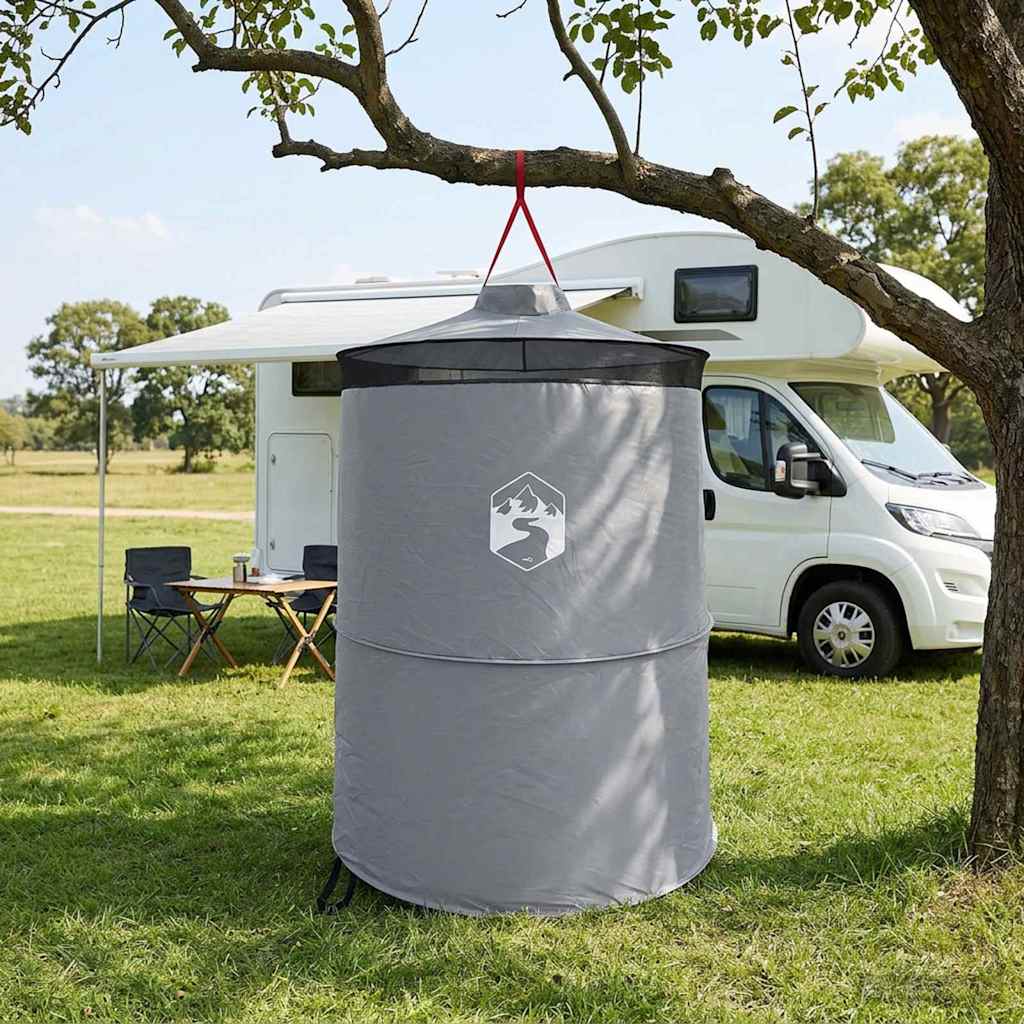 vidaXL Pop-up Toilet Tent with Hanging Rope Grey and Orange - 97 x 126 cm