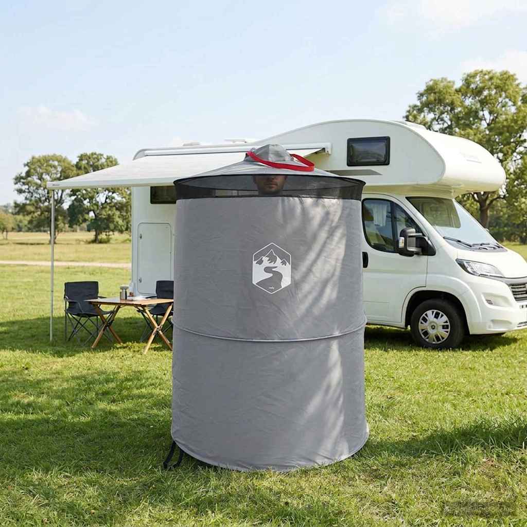 vidaXL Pop-up Toilet Tent with Hanging Rope Grey and Orange - 97 x 126 cm