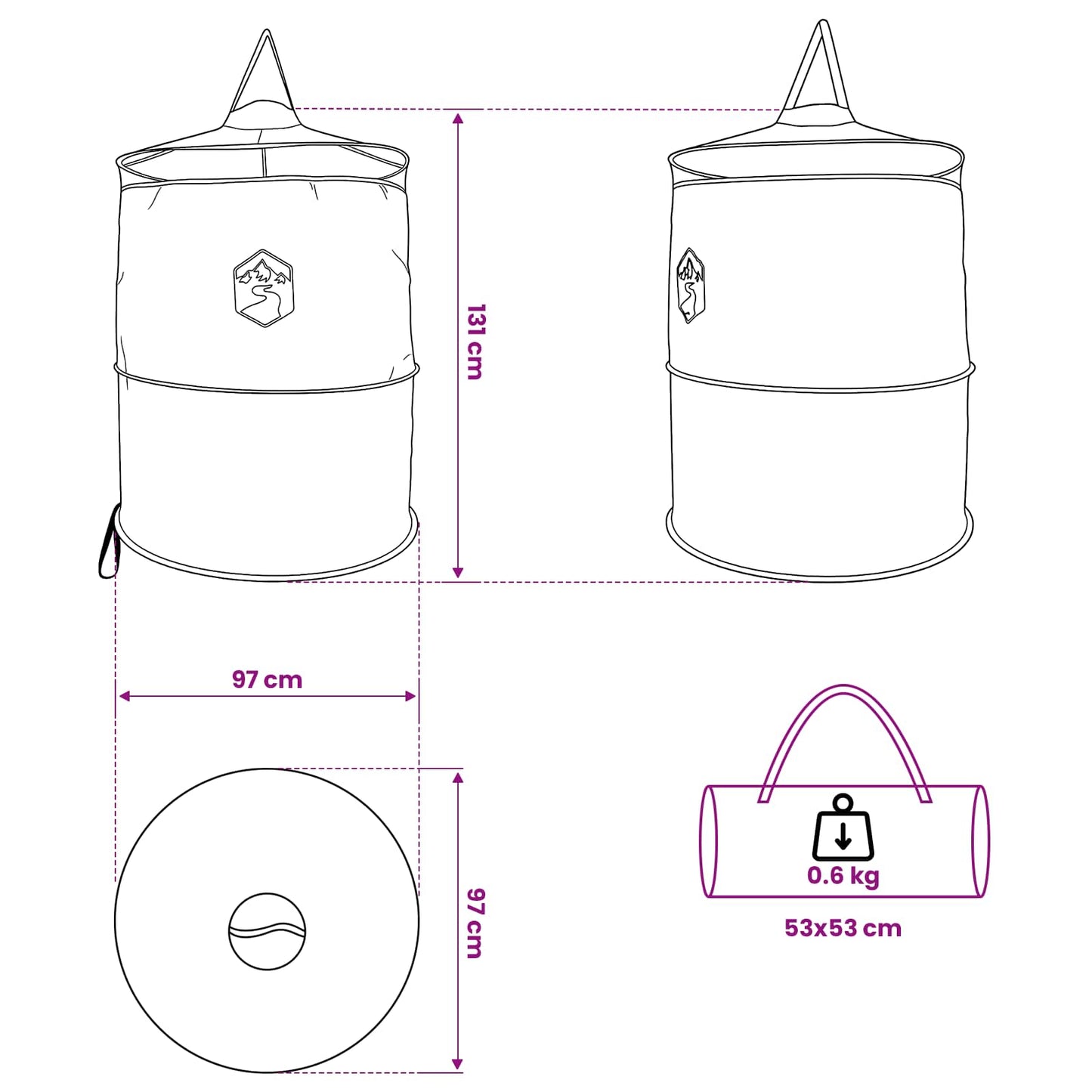 vidaXL Pop-up Toilet Tent with Hanging Rope Grey and Orange - 97 x 126 cm
