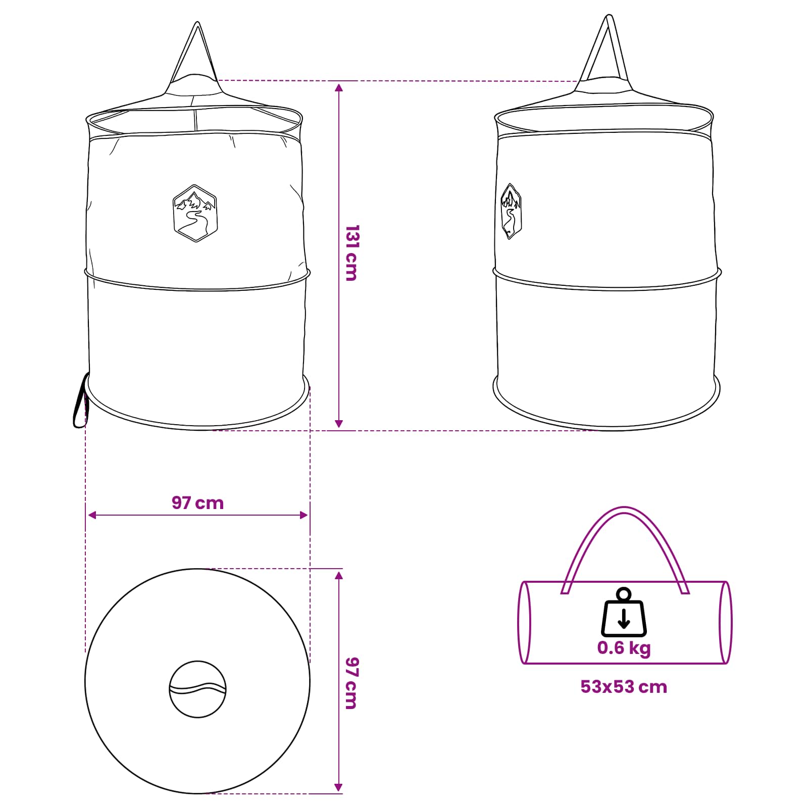 vidaXL Pop-up Toilet Tent with Hanging Rope Grey and Orange - 97 x 126 cm