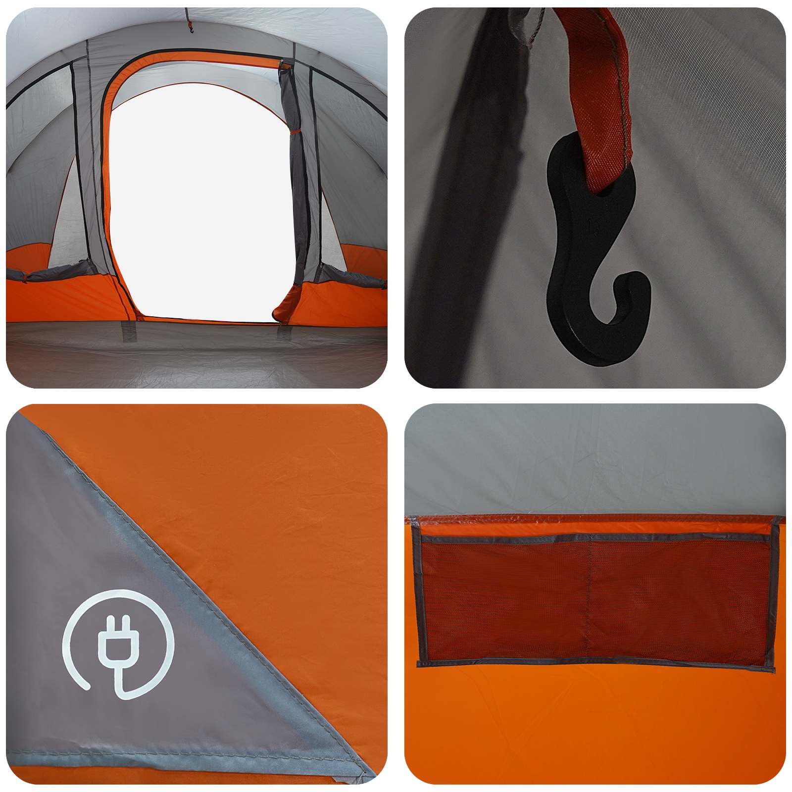 vidaXL Tunnel Tent 560 x 395 x 212 cm Grey and Orange