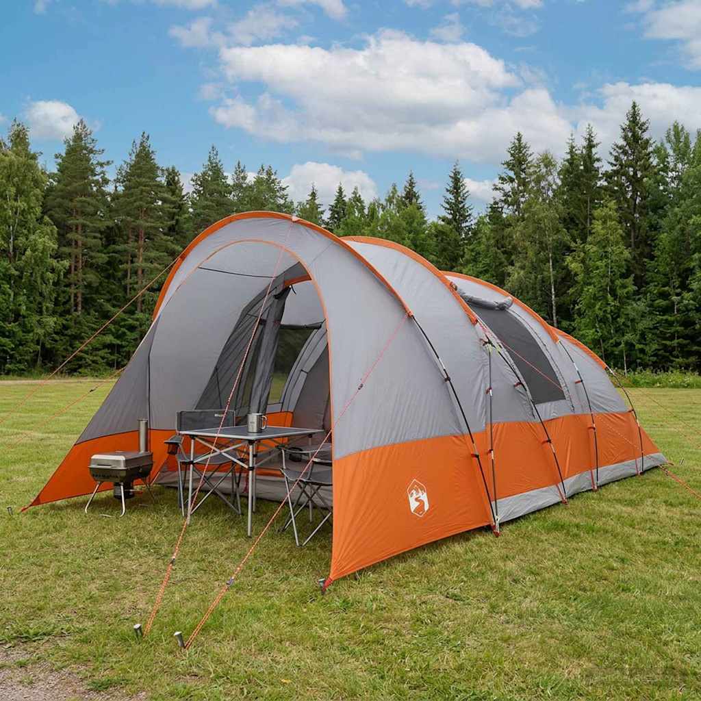 vidaXL Tunnel Tent 560 x 395 x 212 cm Grey and Orange