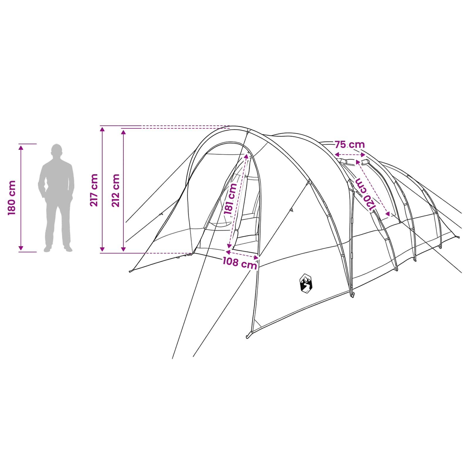 vidaXL Tunnel Tent 560 x 395 x 212 cm Grey and Orange