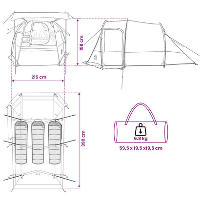 vidaXL Tunnel Tent 390 x 215 x 152 cm Blue
