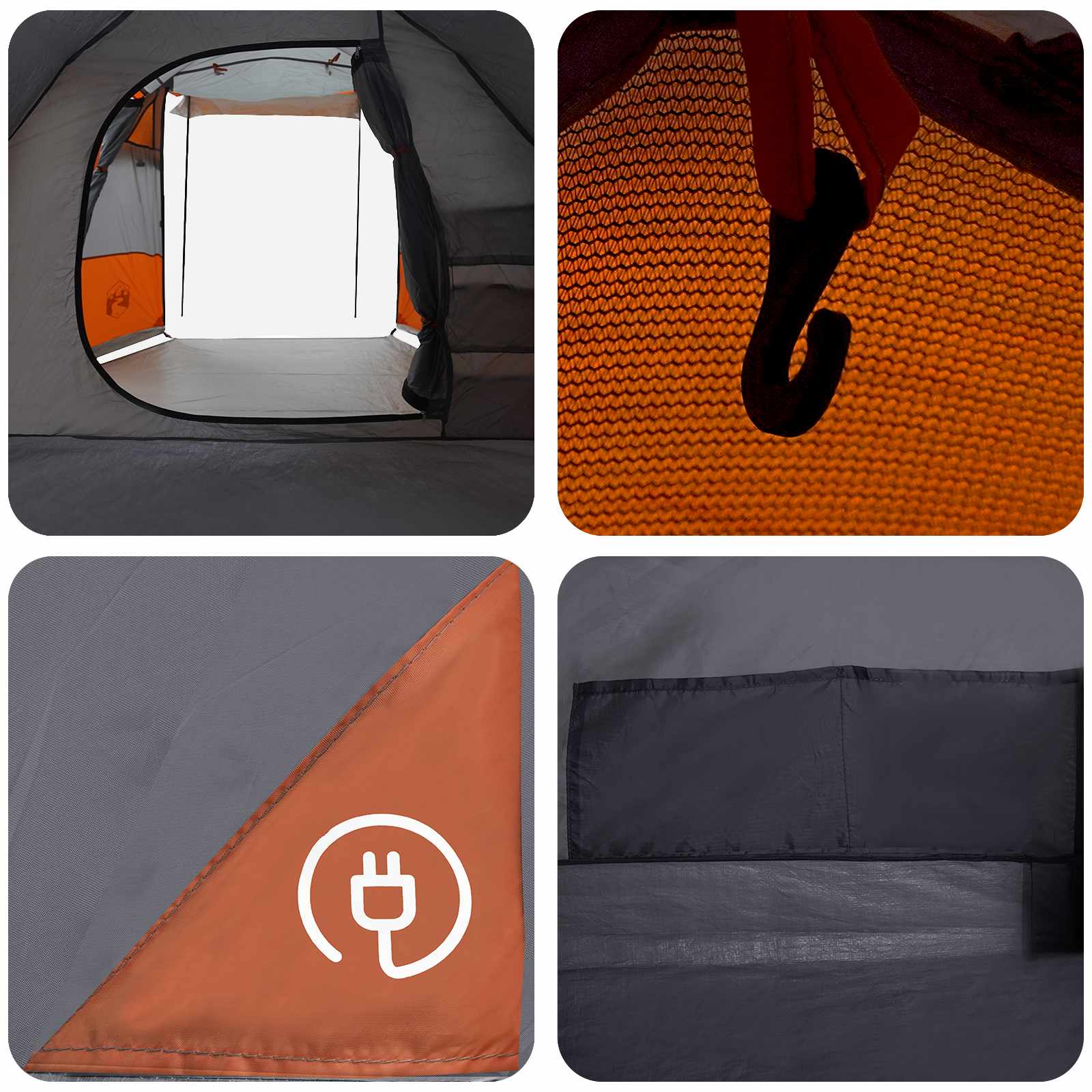 vidaXL Tunnel Tent Grey and Orange 390 x 215 x 152 cm
