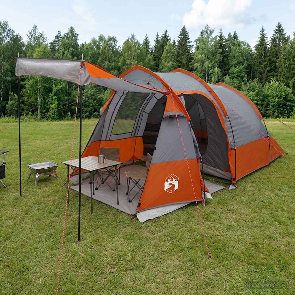 vidaXL Tunnel Tent Grey and Orange 390 x 215 x 152 cm