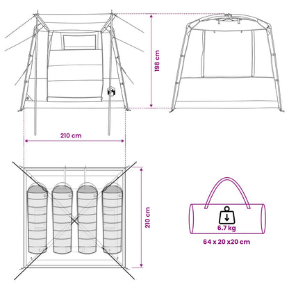 vidaXL Party Tent 4-Person Green 185T Polyester with PU Coating