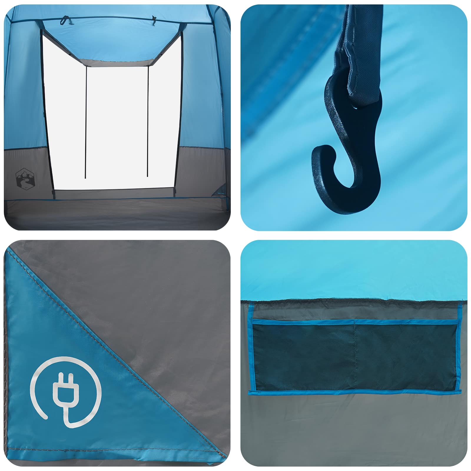 vidaXL Party Tent 4-Person Blue 185T Polyester with PU Coating