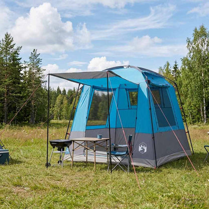 vidaXL Party Tent 4-Person Blue 185T Polyester with PU Coating