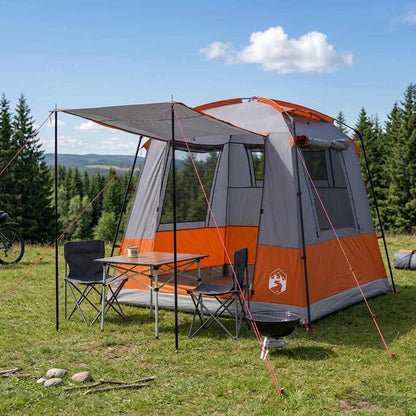 vidaXL Party Tent 4-Person Grey and Orange