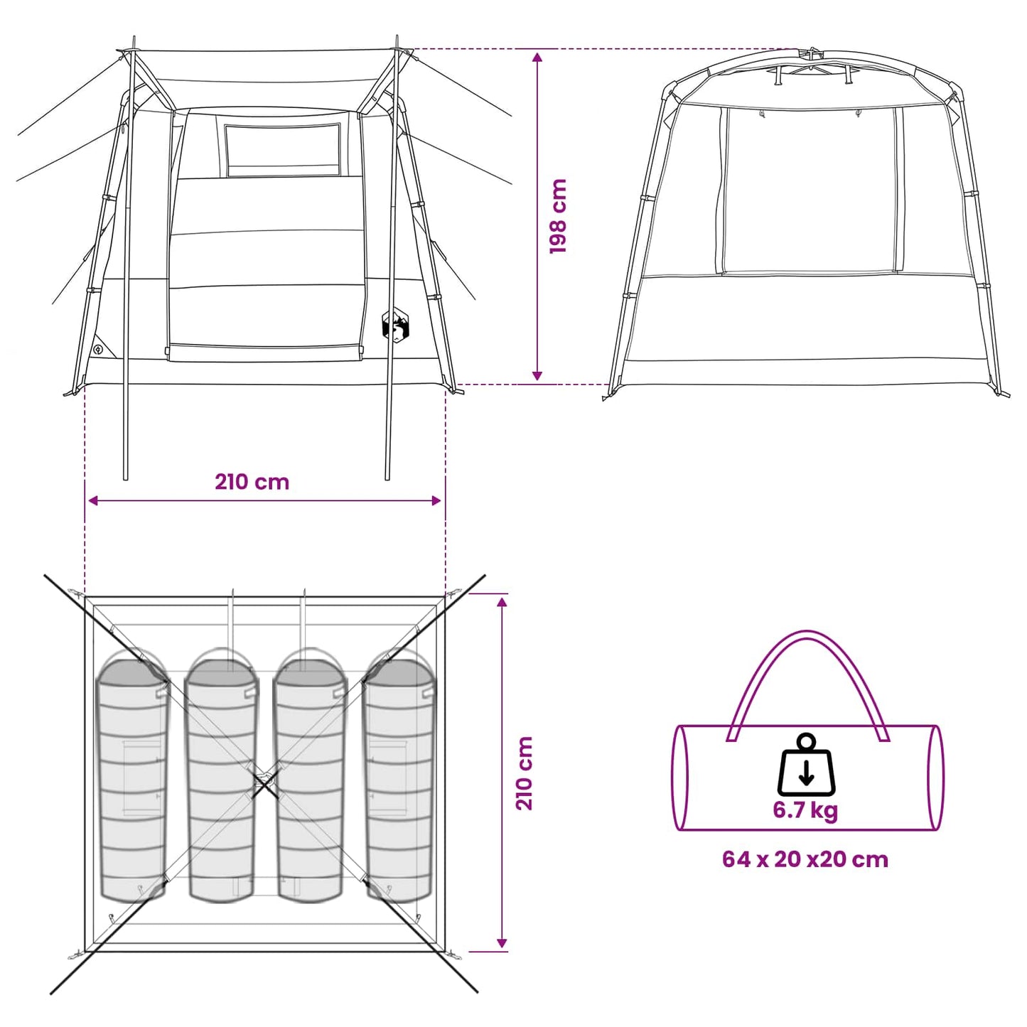 vidaXL Party Tent 4-Person Grey and Orange