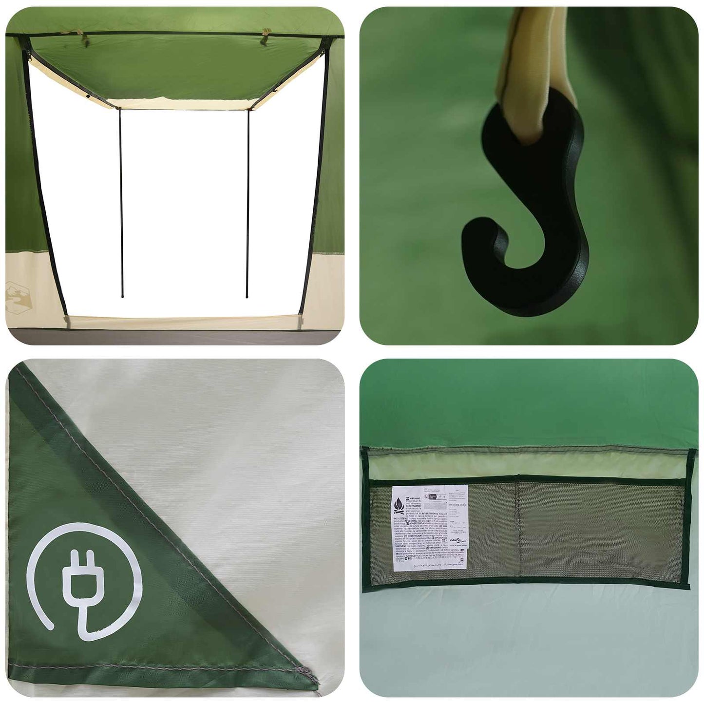 vidaXL Party Tent 10-Person Green 185T Polyester with PU Coating