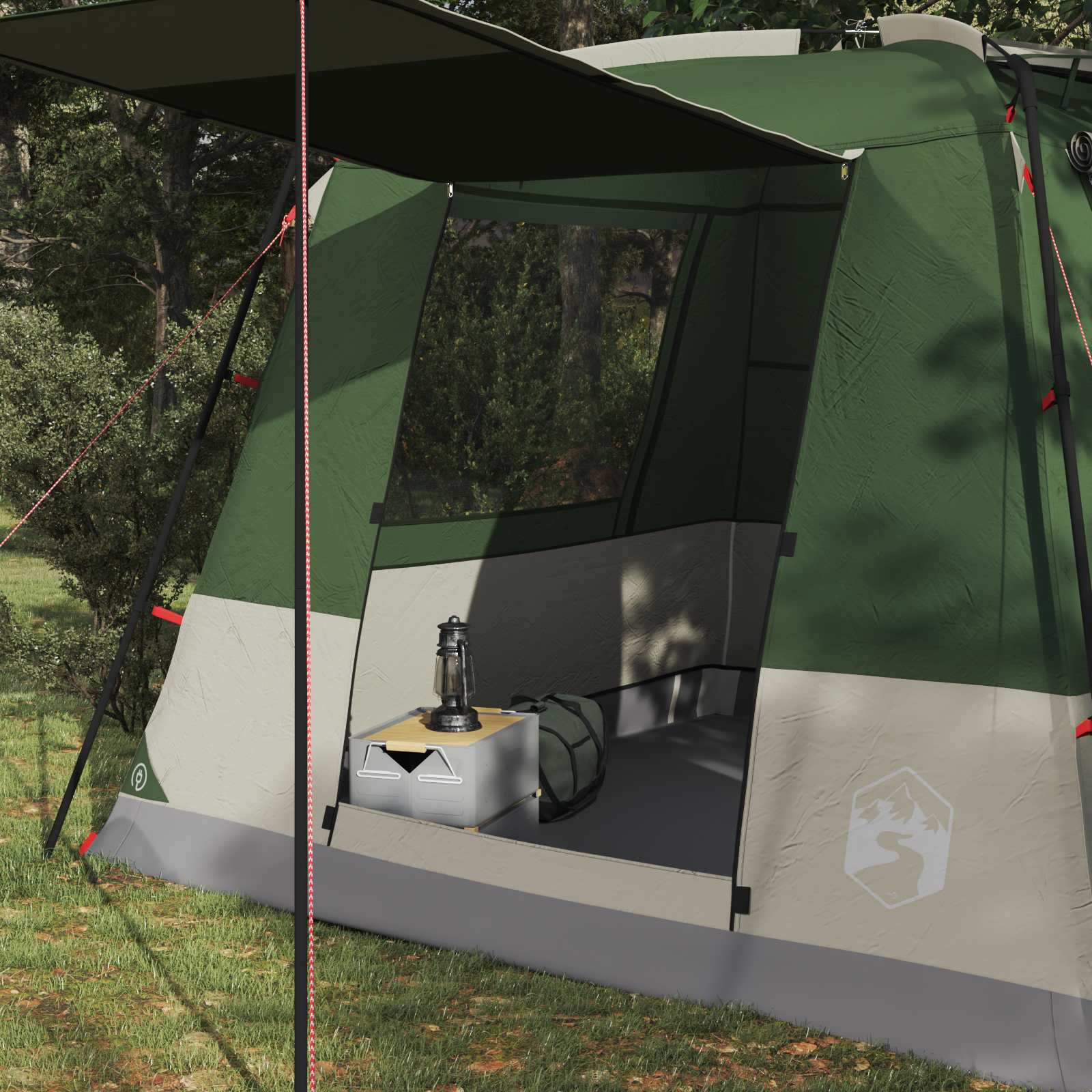 vidaXL Party Tent 10-Person Green 185T Polyester with PU Coating