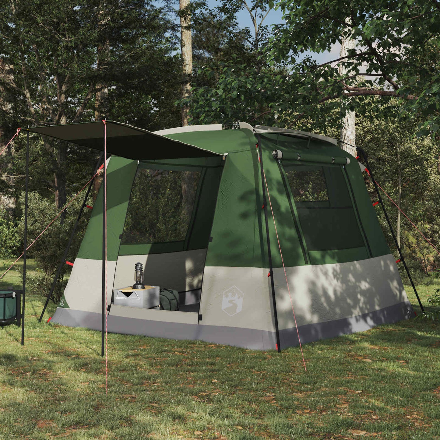 vidaXL Party Tent 10-Person Green 185T Polyester with PU Coating