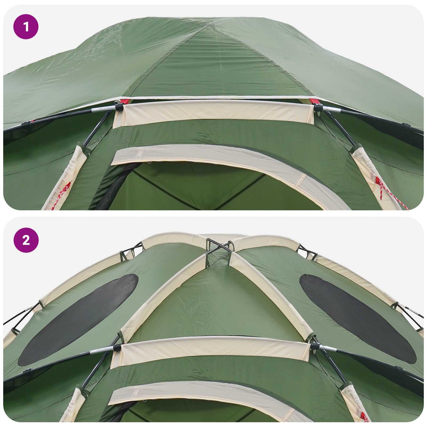 vidaXL Party Tent 10-Person Green 185T Polyester with PU Coating
