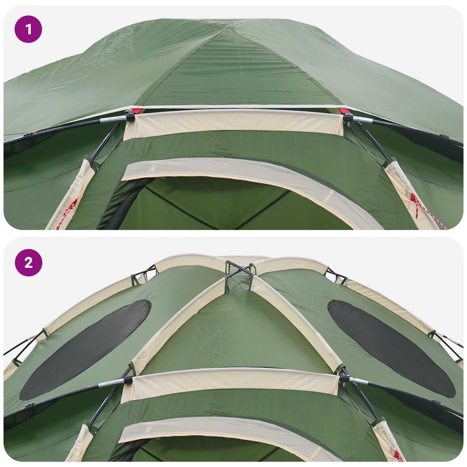 vidaXL Party Tent 10-Person Green 185T Polyester with PU Coating