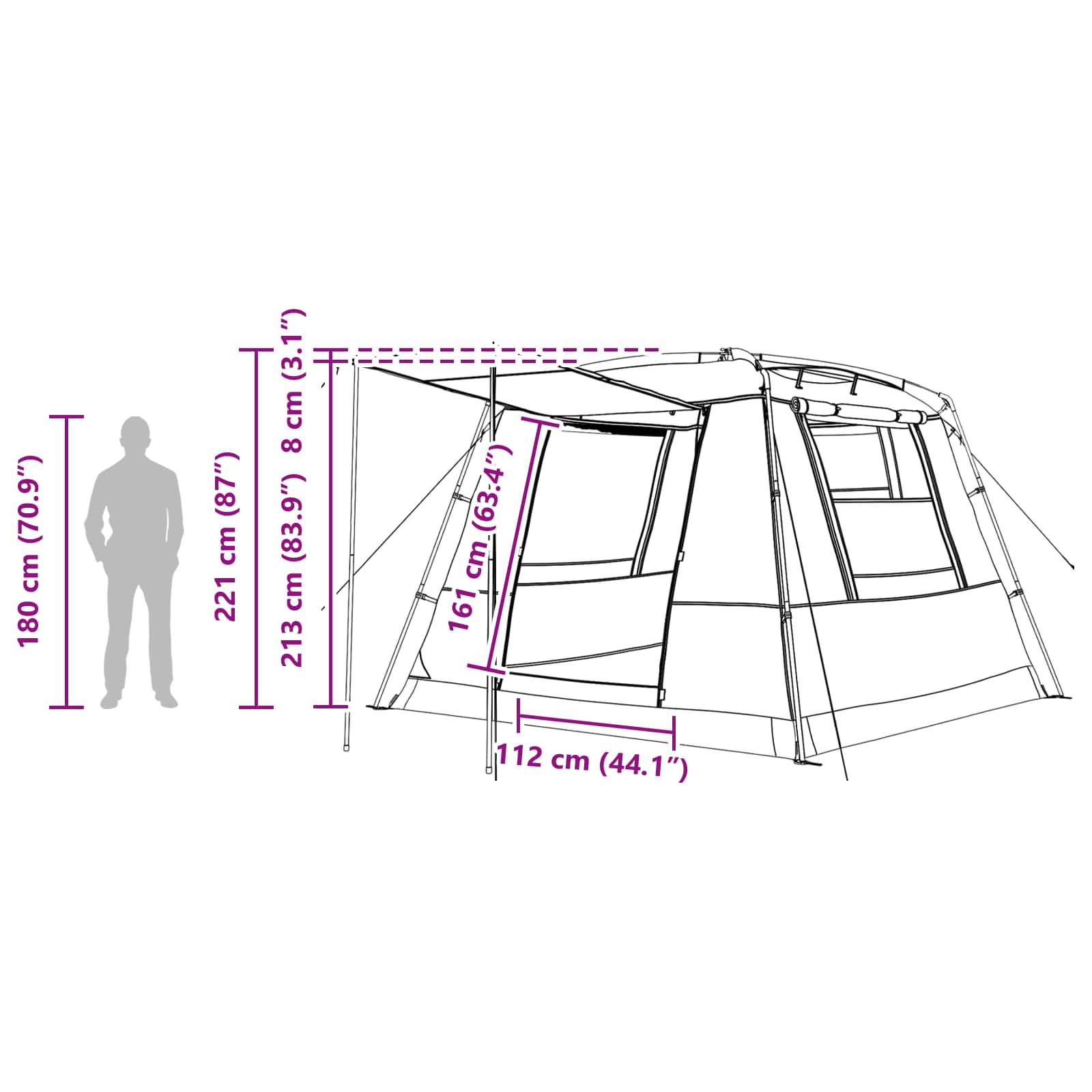 vidaXL Party Tent 10-Person Green 185T Polyester with PU Coating