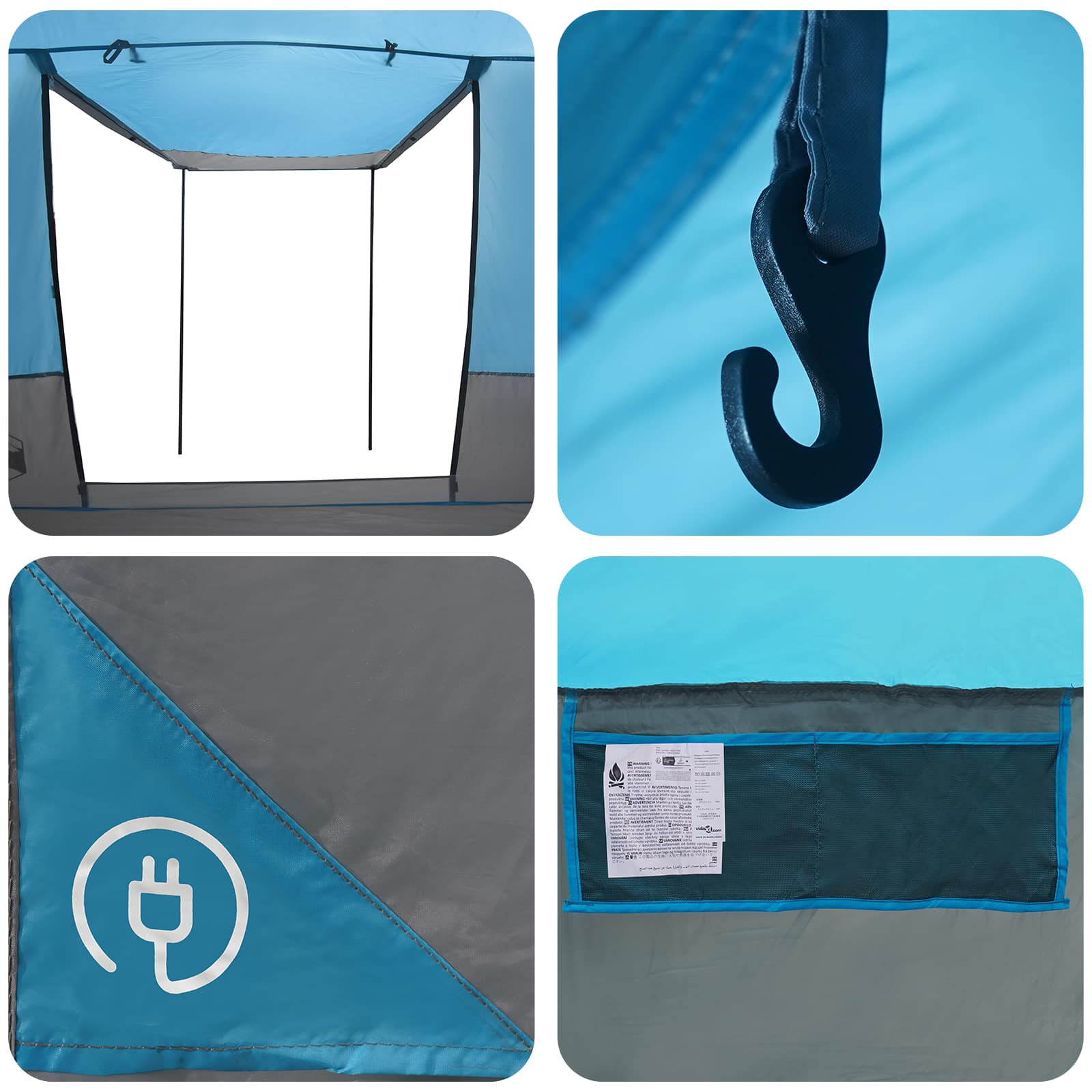 vidaXL Party Tent 10-Person Blue 185T Polyester with PU Coating