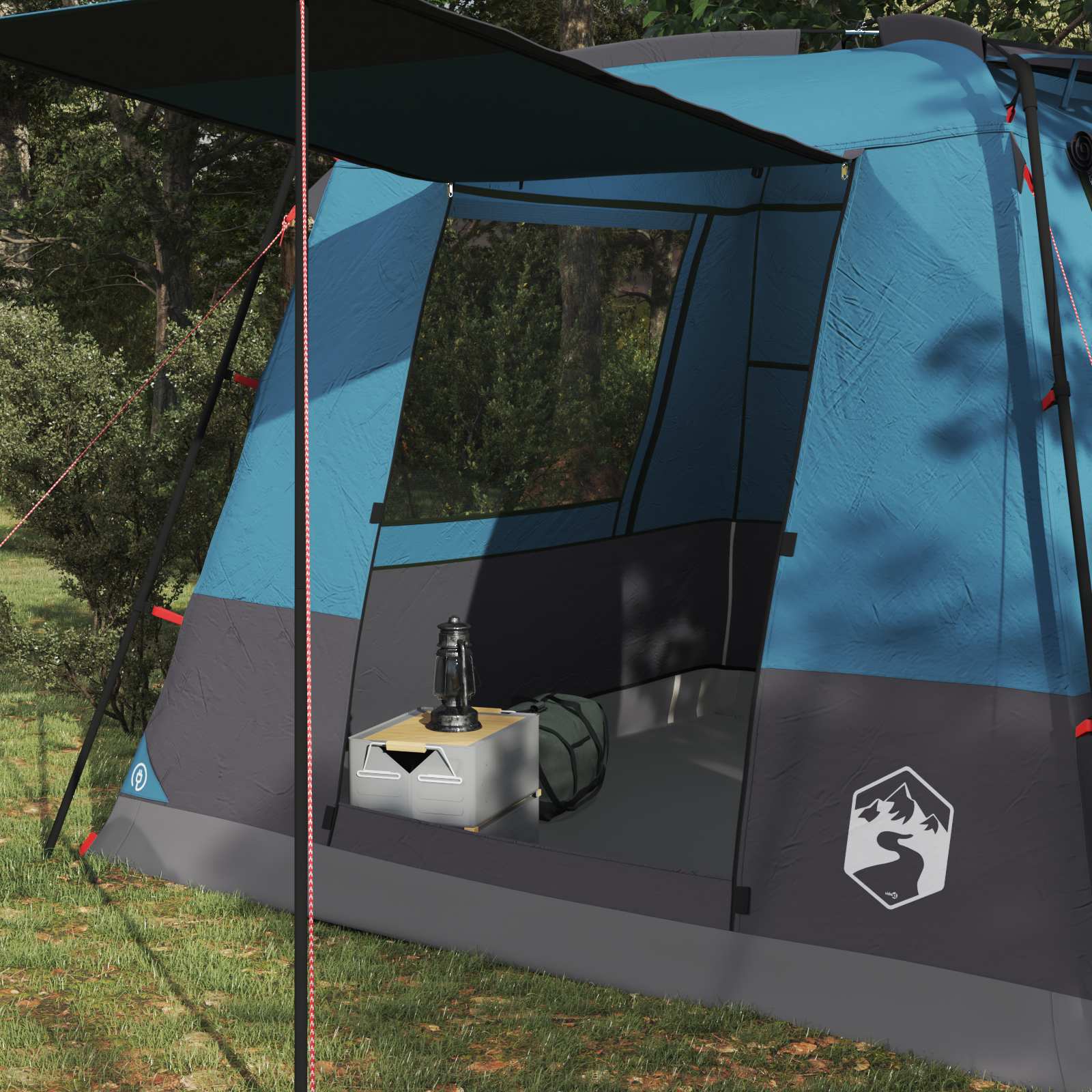 vidaXL Party Tent 10-Person Blue 185T Polyester with PU Coating