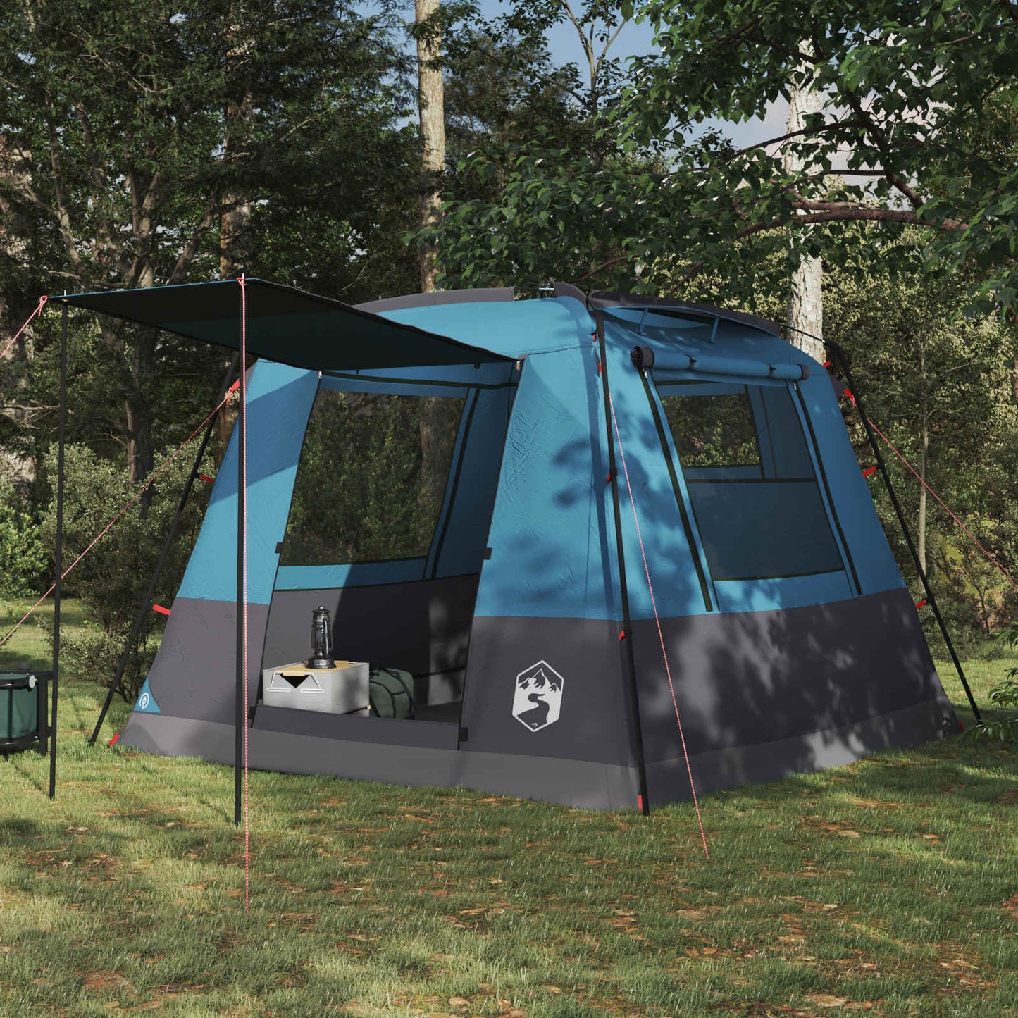 vidaXL Party Tent 10-Person Blue 185T Polyester with PU Coating