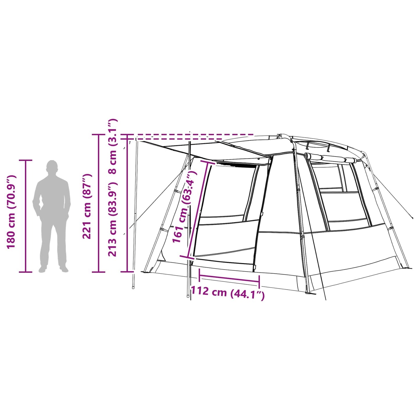 vidaXL Party Tent 10-Person Blue 185T Polyester with PU Coating