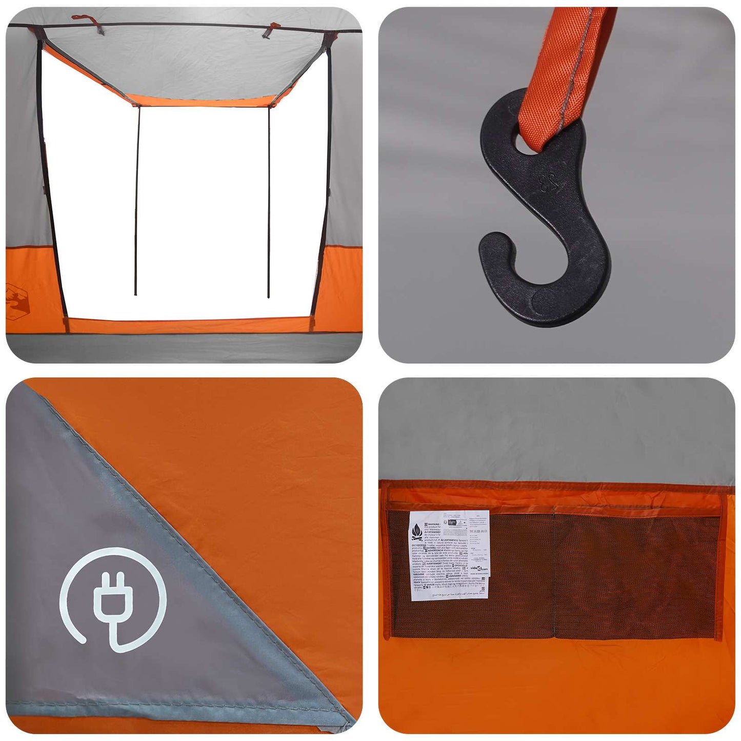 vidaXL Party Tent 10-Person Grey and Orange