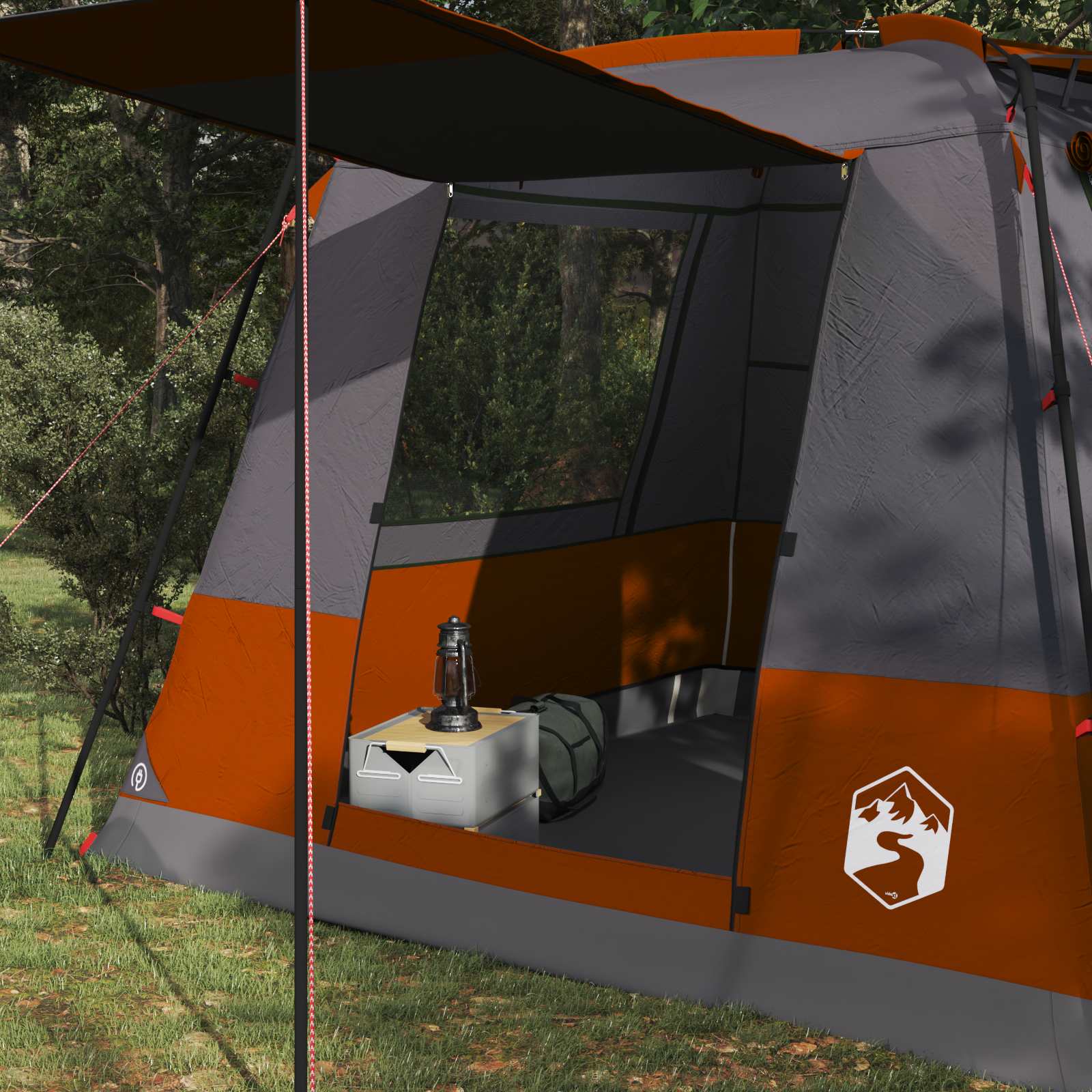 vidaXL Party Tent 10-Person Grey and Orange