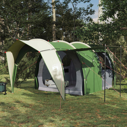 vidaXL Tunnel Tent 4-Person Green 185T Polyester with PU Coating - 382 x 262 x 214 cm