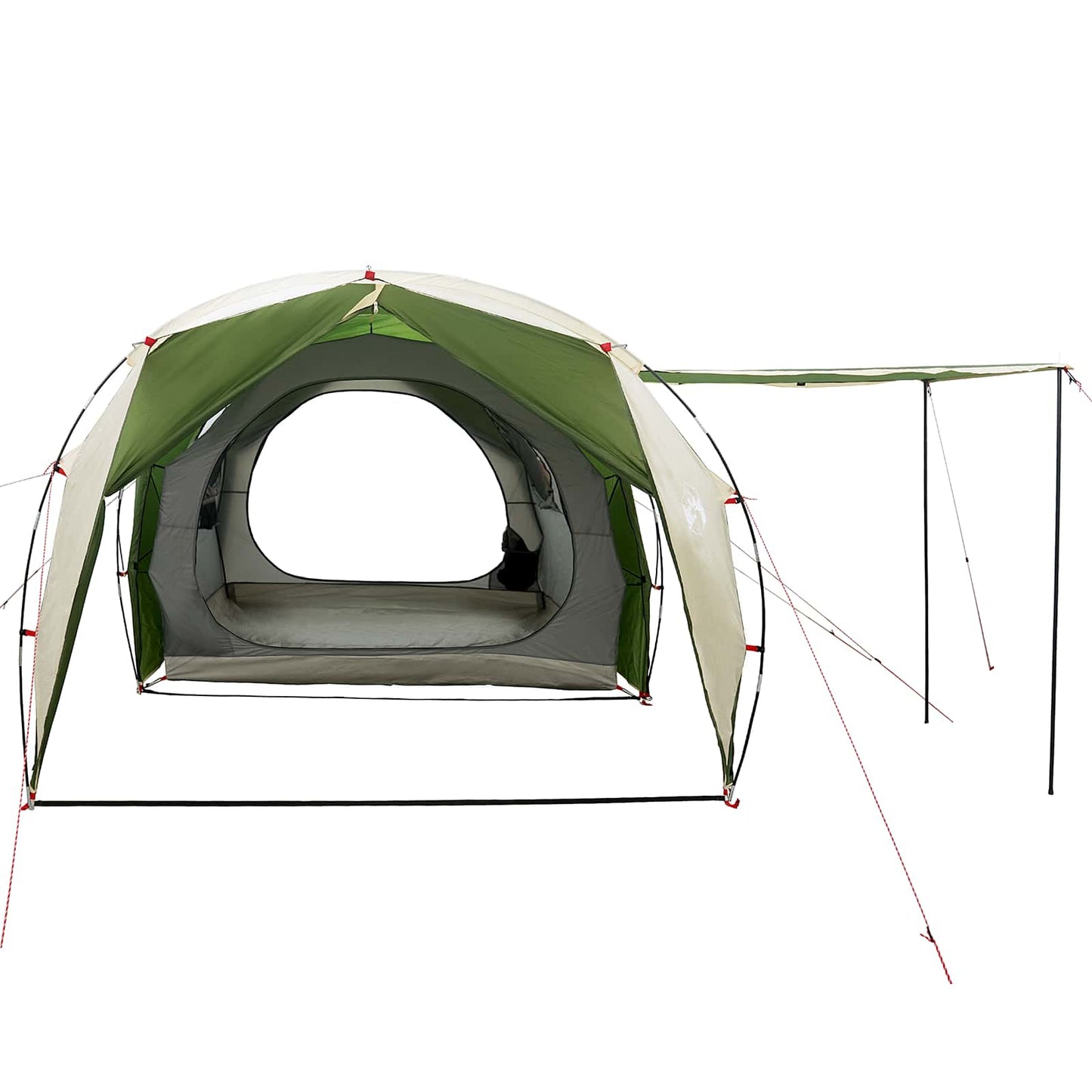 vidaXL Tunnel Tent 4-Person Green 185T Polyester with PU Coating - 382 x 262 x 214 cm