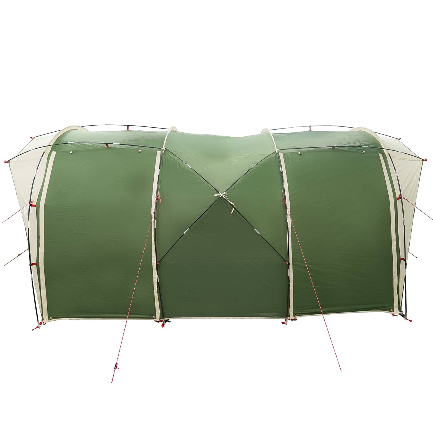 vidaXL Tunnel Tent 4-Person Green 185T Polyester with PU Coating - 382 x 262 x 214 cm