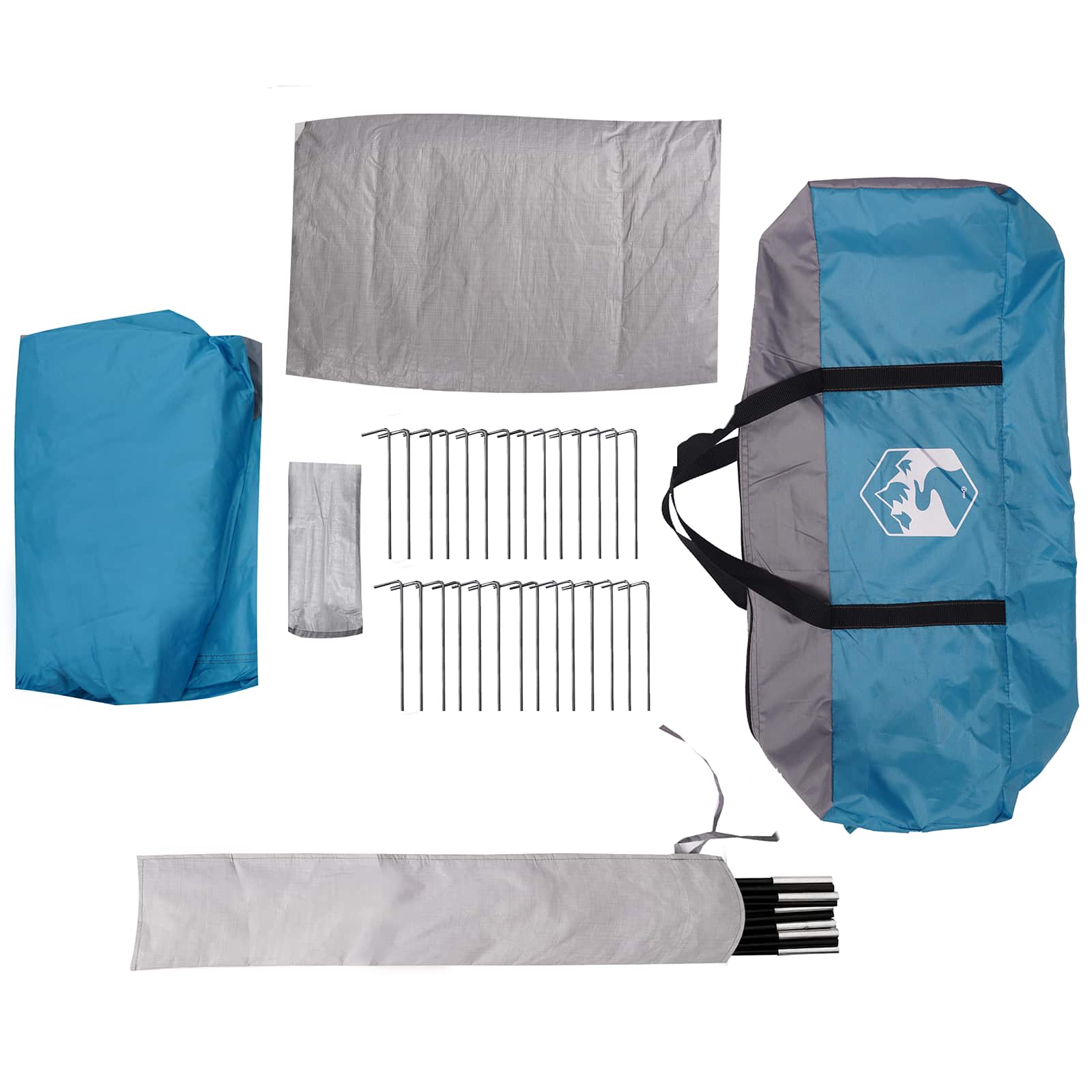 vidaXL Tunnel Tent 4-Person Blue 185T Polyester with PU Coating - 382 x 262 x 214 cm