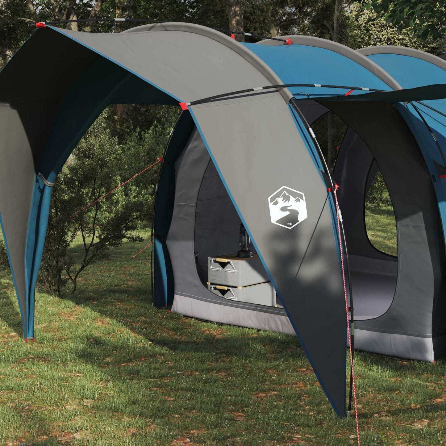 vidaXL Tunnel Tent 4-Person Blue 185T Polyester with PU Coating - 382 x 262 x 214 cm