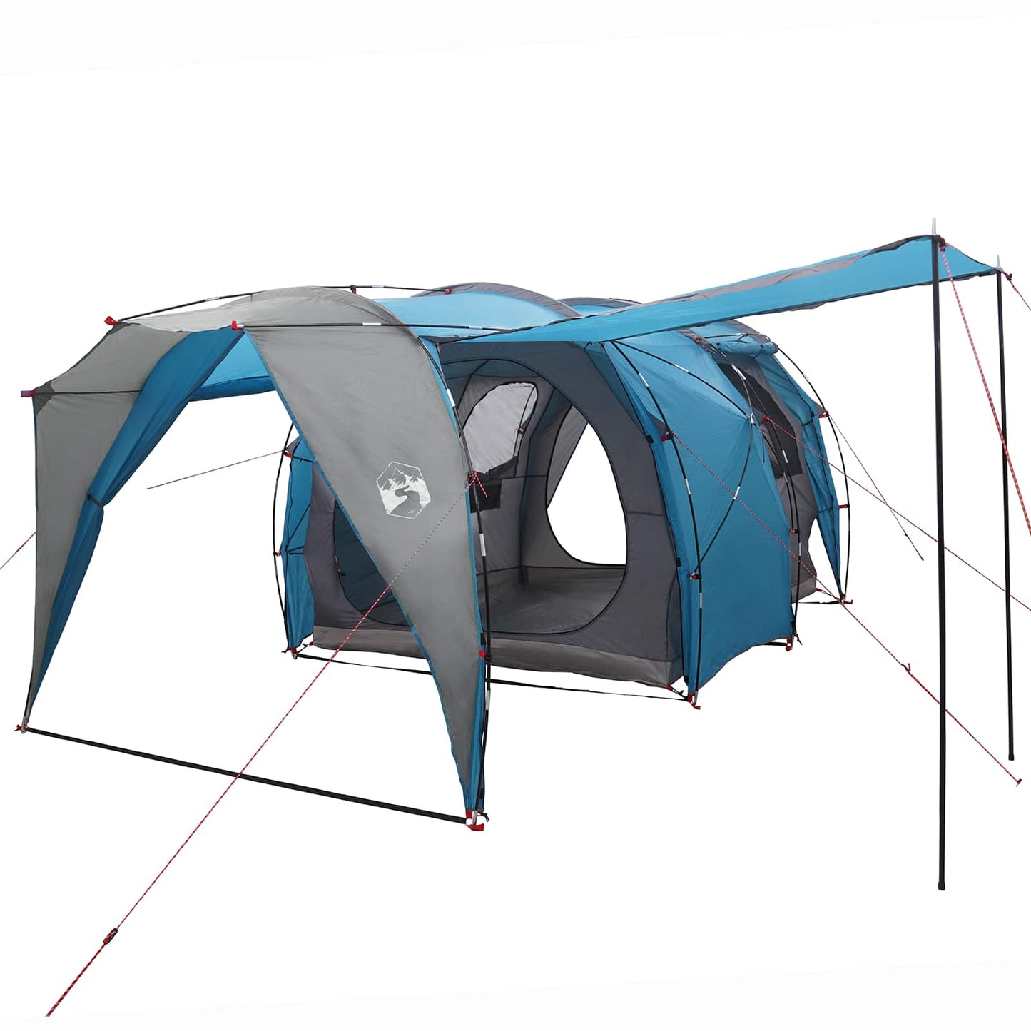 vidaXL Tunnel Tent 4-Person Blue 185T Polyester with PU Coating - 382 x 262 x 214 cm