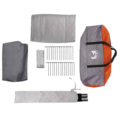vidaXL Tunnel Tent 4-Person Grey and Orange - 382 x 262 x 214 cm