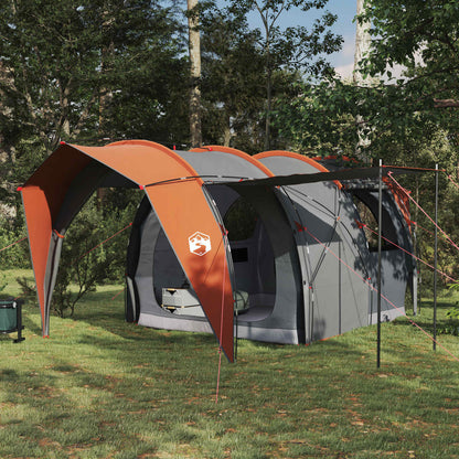 vidaXL Tunnel Tent 4-Person Grey and Orange - 382 x 262 x 214 cm