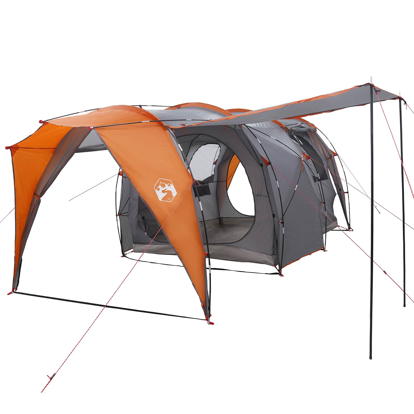 vidaXL Tunnel Tent 4-Person Grey and Orange - 382 x 262 x 214 cm