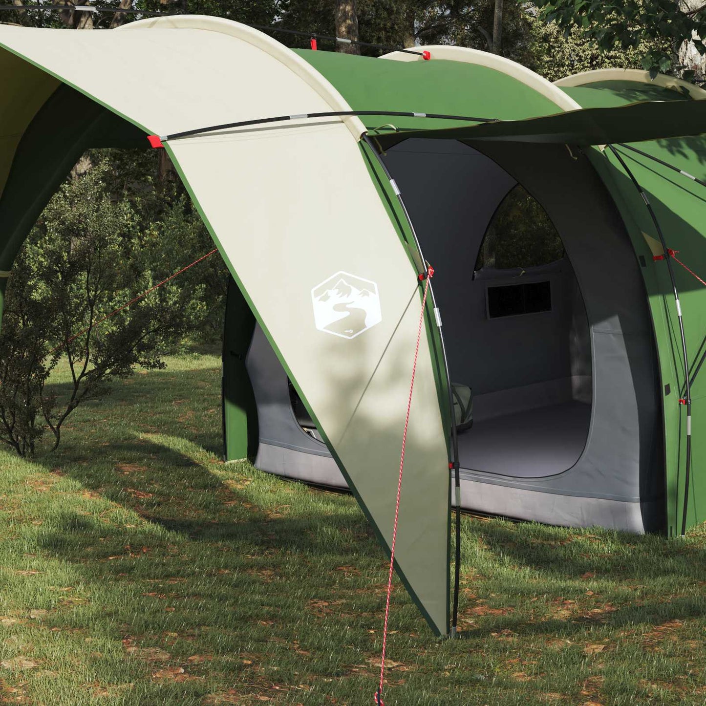 vidaXL Tunnel Tent 6-Person Green 185T Polyester with PU Coating - 562 x 265 x 216 cm