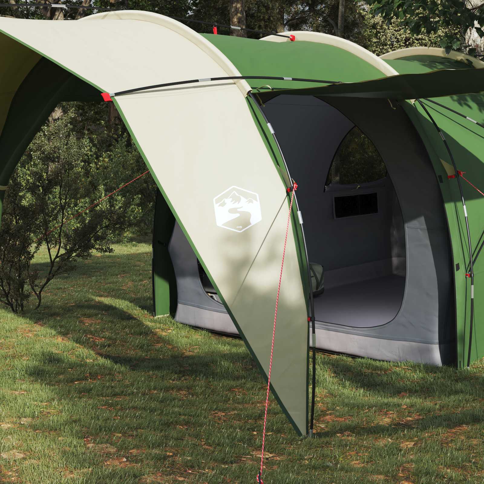 vidaXL Tunnel Tent 6-Person Green 185T Polyester with PU Coating - 562 x 265 x 216 cm