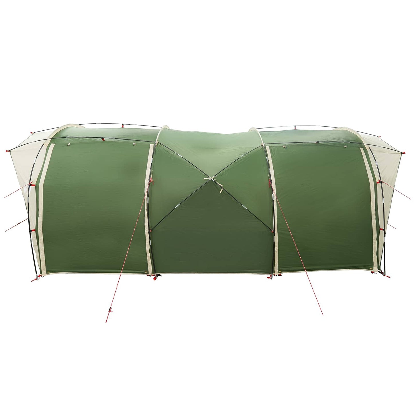 vidaXL Tunnel Tent 6-Person Green 185T Polyester with PU Coating - 562 x 265 x 216 cm
