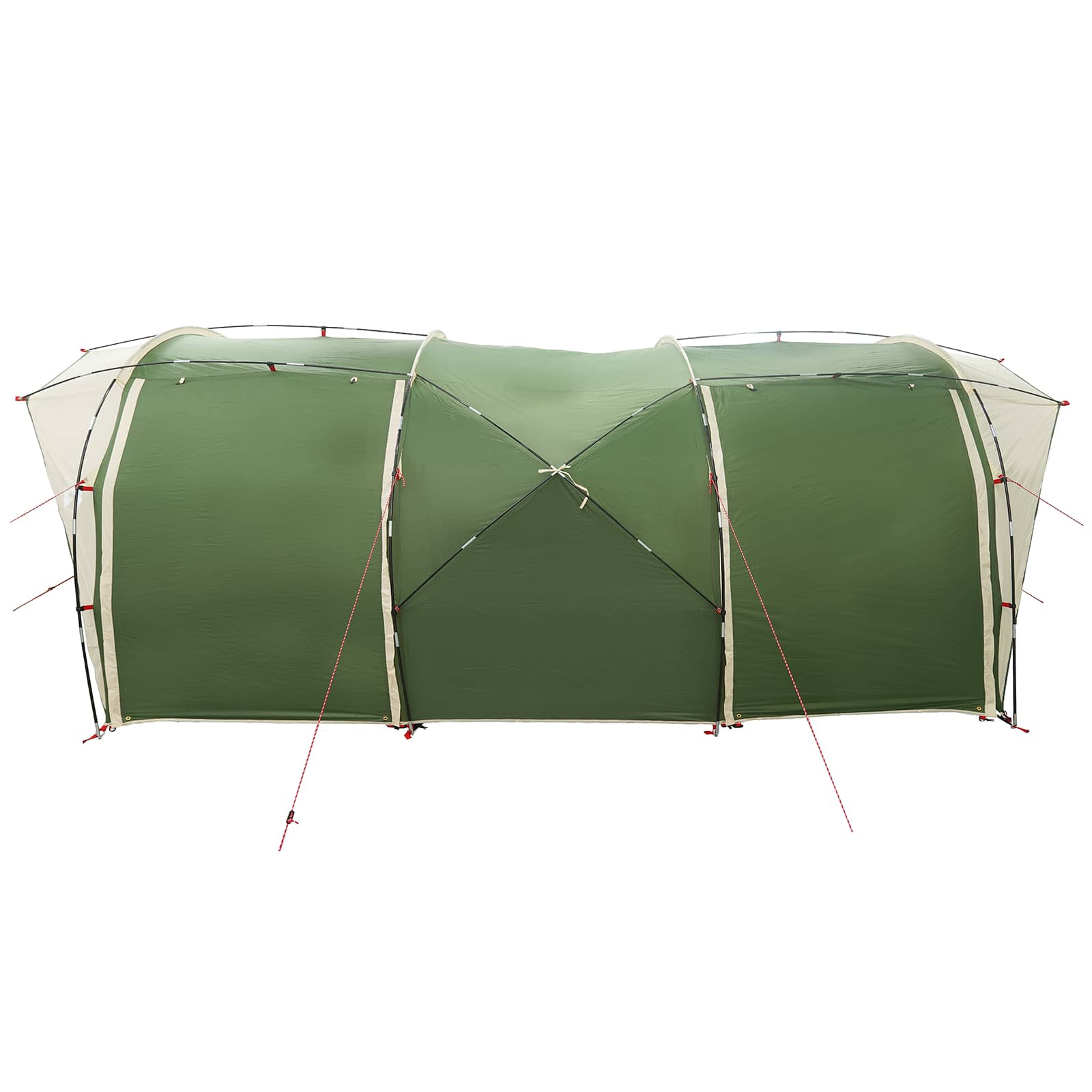 vidaXL Tunnel Tent 6-Person Green 185T Polyester with PU Coating - 562 x 265 x 216 cm