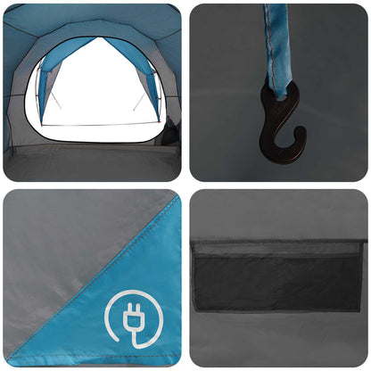 vidaXL Tunnel Tent 6-Person Blue 185T Polyester with PU Coating - 562 x 265 x 216 cm