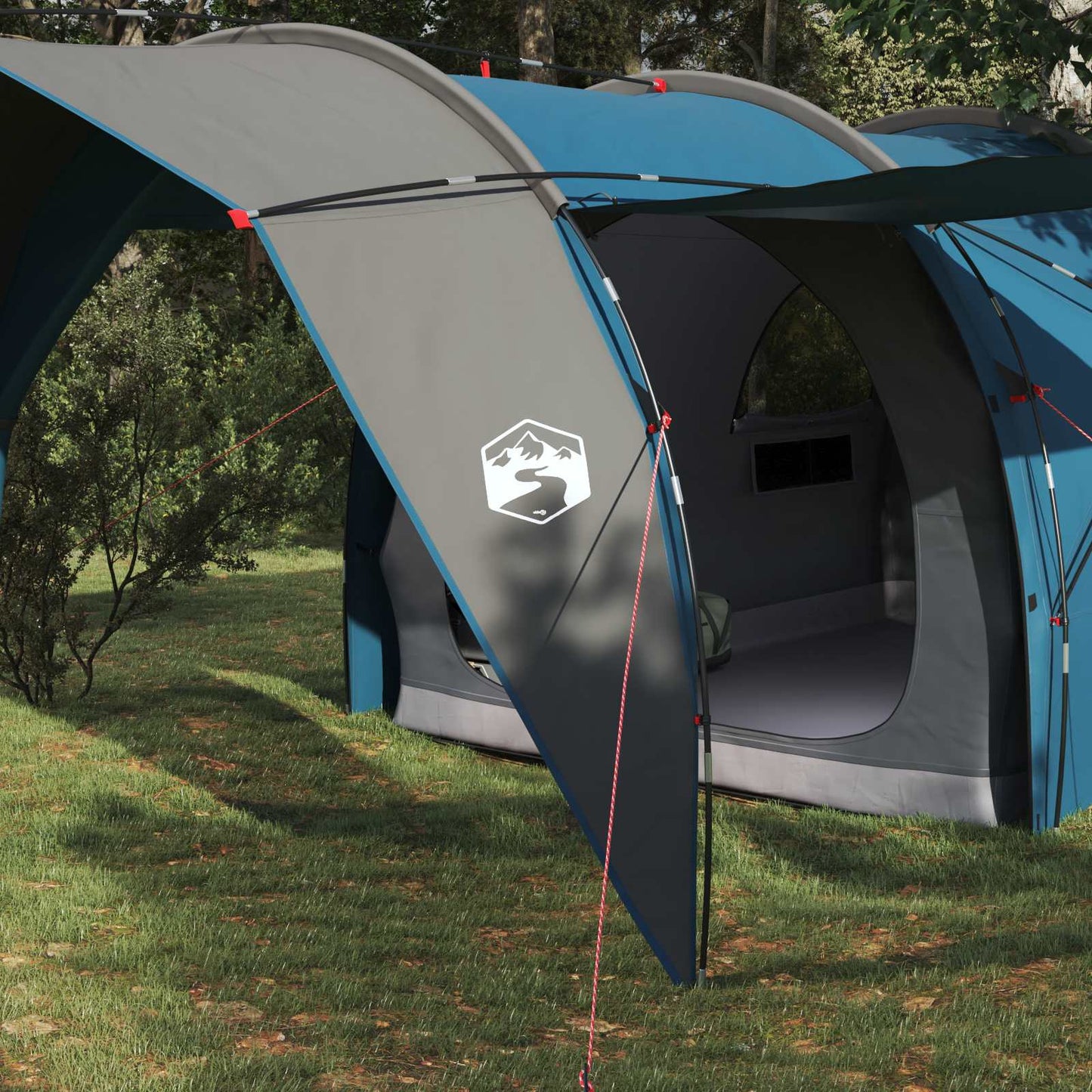 vidaXL Tunnel Tent 6-Person Blue 185T Polyester with PU Coating - 562 x 265 x 216 cm