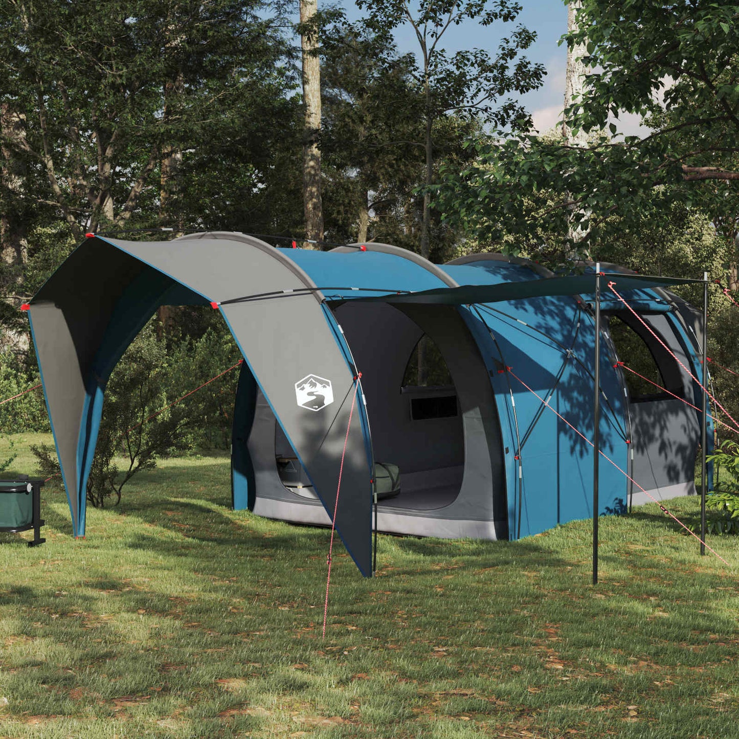 vidaXL Tunnel Tent 6-Person Blue 185T Polyester with PU Coating - 562 x 265 x 216 cm