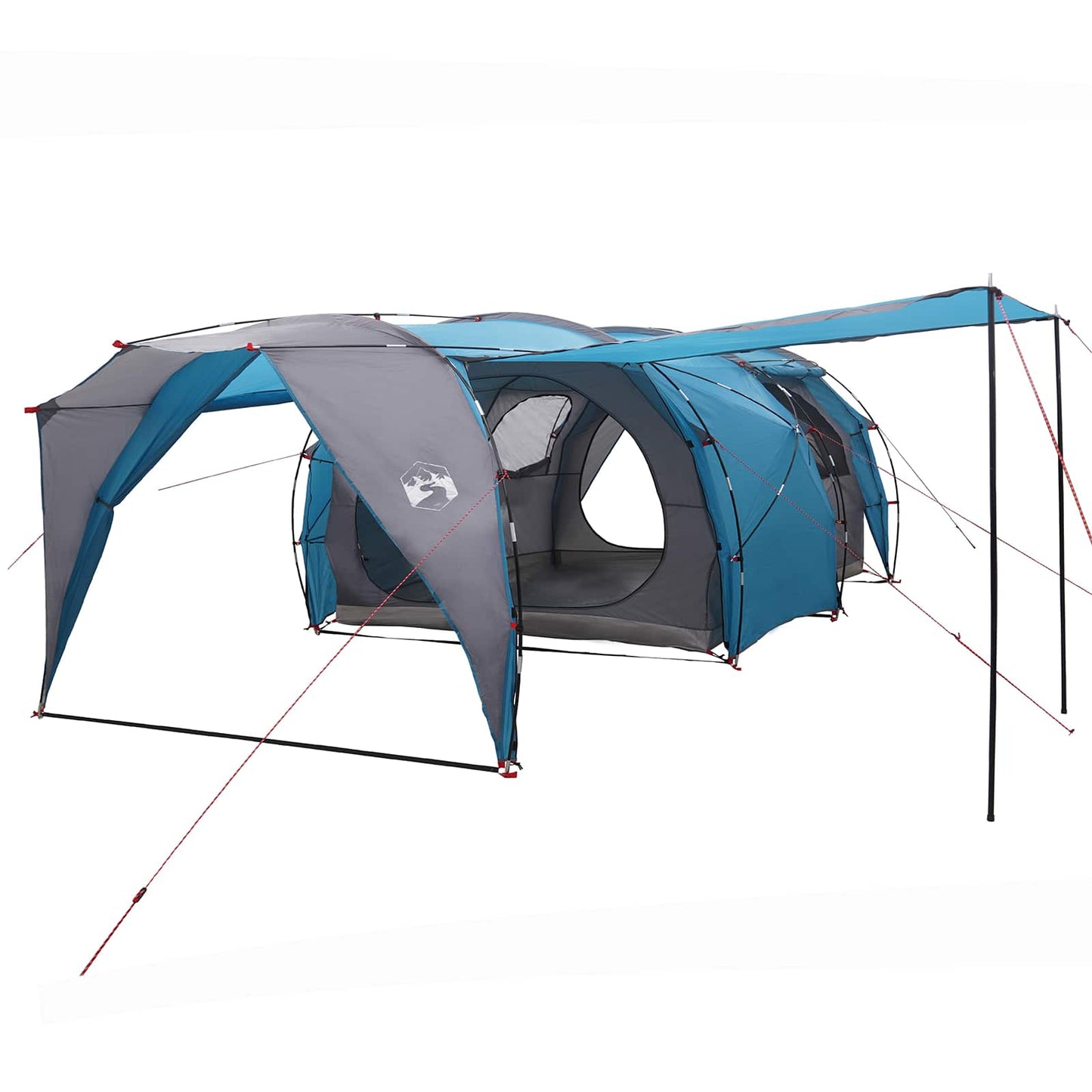 vidaXL Tunnel Tent 6-Person Blue 185T Polyester with PU Coating - 562 x 265 x 216 cm