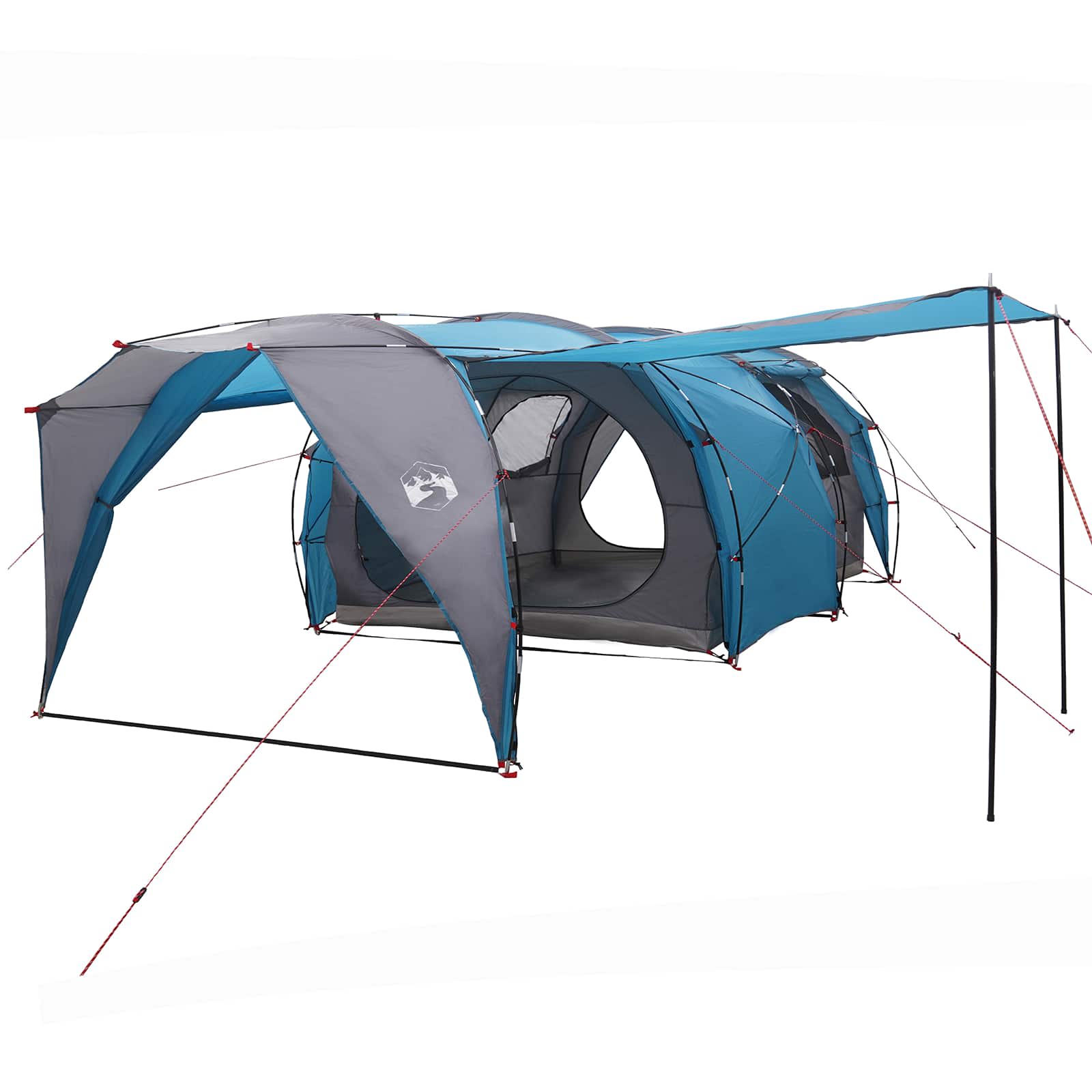 vidaXL Tunnel Tent 6-Person Blue 185T Polyester with PU Coating - 562 x 265 x 216 cm